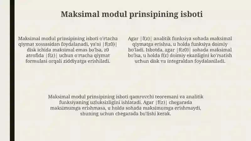 Modulning maksimum prinsipi. Koshi turidagi integral 4