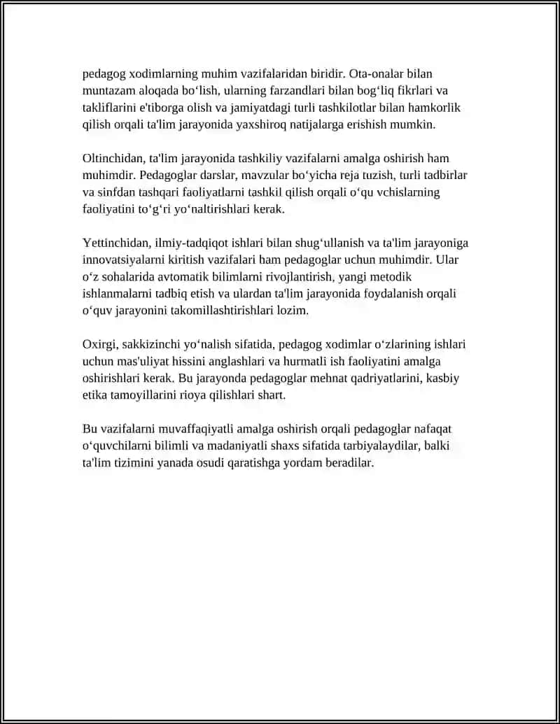 OʻZBEKISTON RESPUBLIKASI "TAʼLIM TOʻGʻRISIDA"GI QONUNIDA PEDAGOG XODIMLARNING MAJBURIYATLARI 4