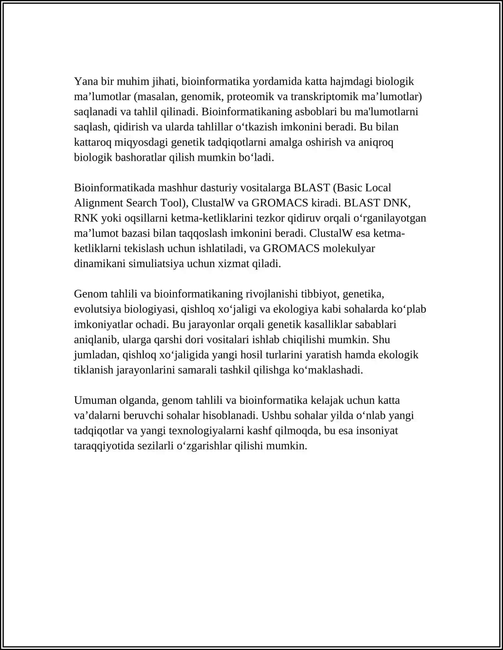 ZAMONAVIY BIOLOGIYA RIVOJLANISHIDAGI BIOINFORMATIKANING XISSASI 4