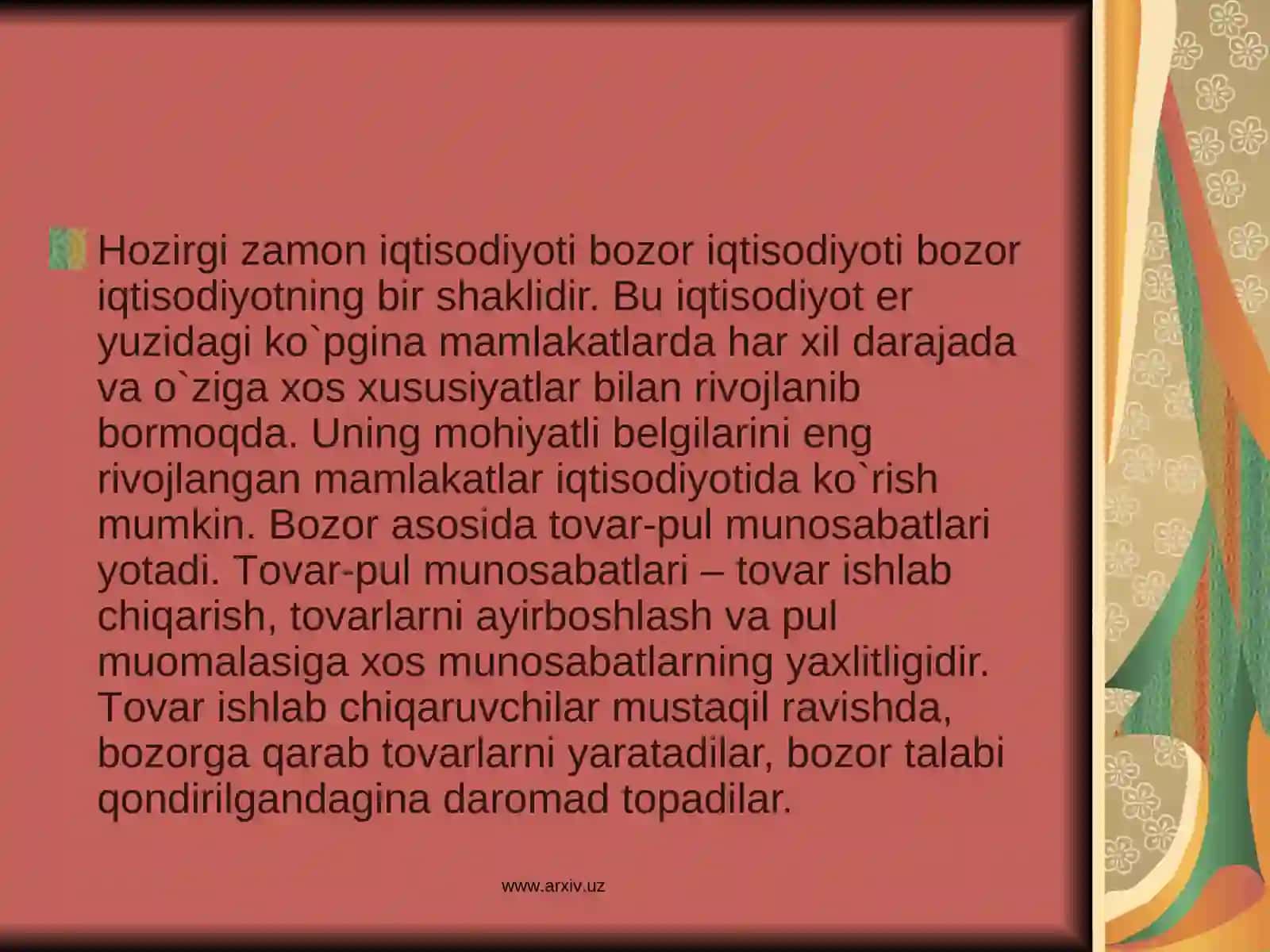 Bоzоr iqtisоdiyotining mazmuni va asоsiy bеlgilari 4