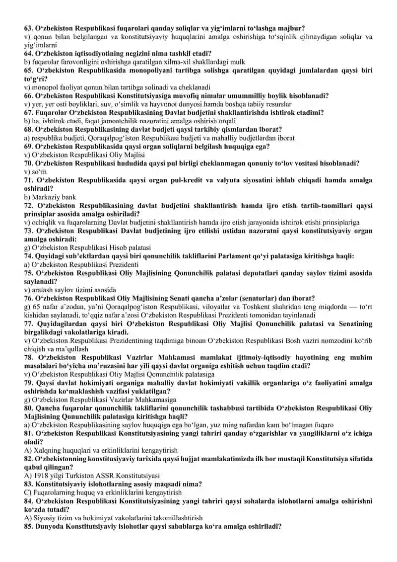 KONSTITUTSIYADAN YAKUNIY NAZORAT SAVOLLARI JAVOBLARI 4
