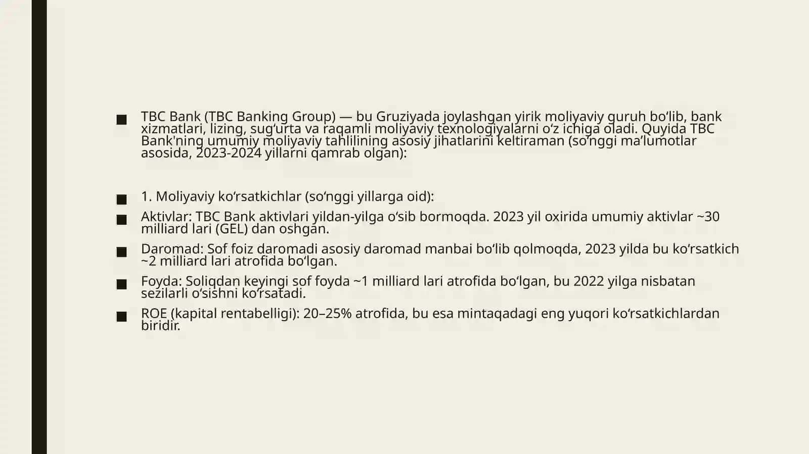 TBC bankining iqtisodiy va menejment tomonlarining umumiy tahlili 4