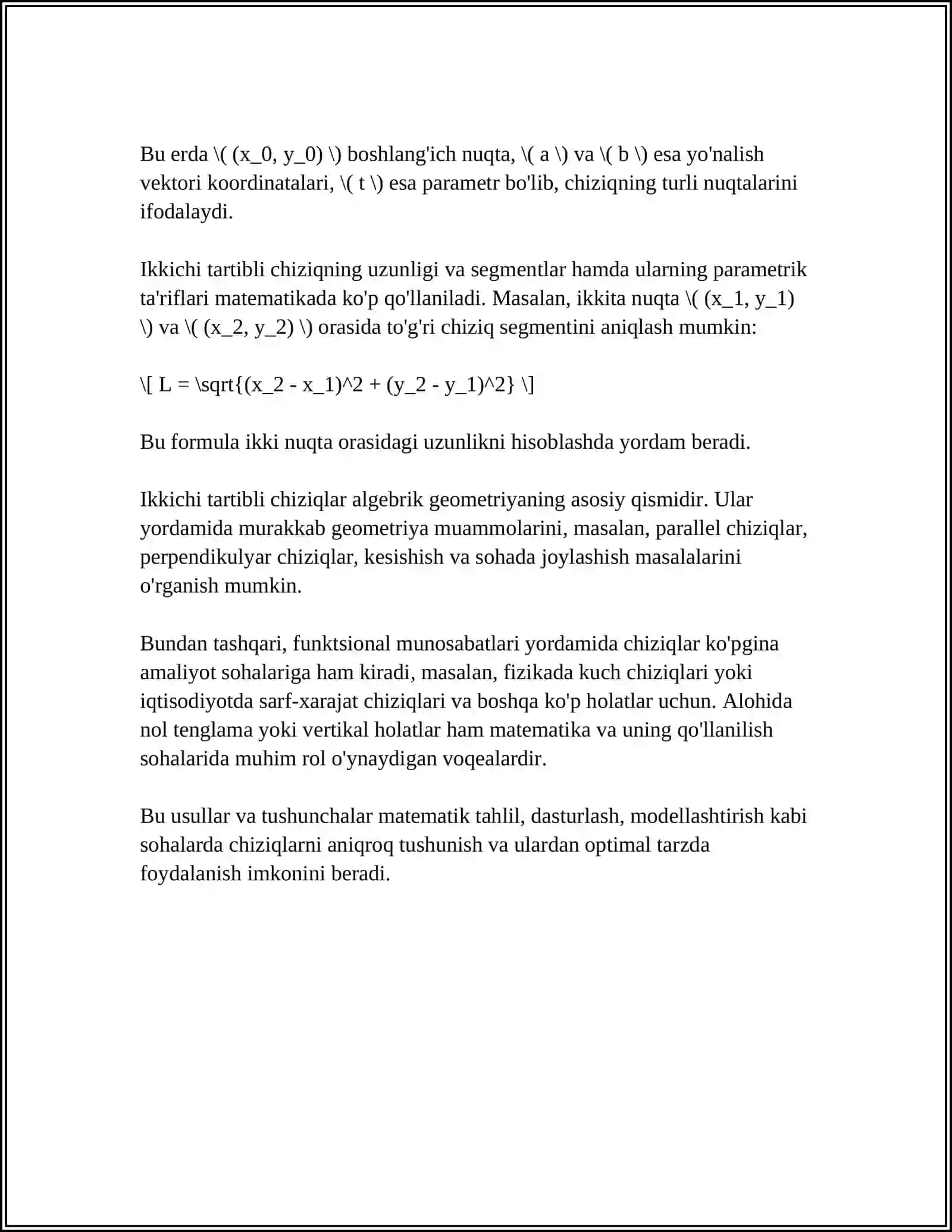 MATEMATIKA,TABIAT VA TEXNIKADA IKKINCHI TARTIBLI CHIZIQLAR 4
