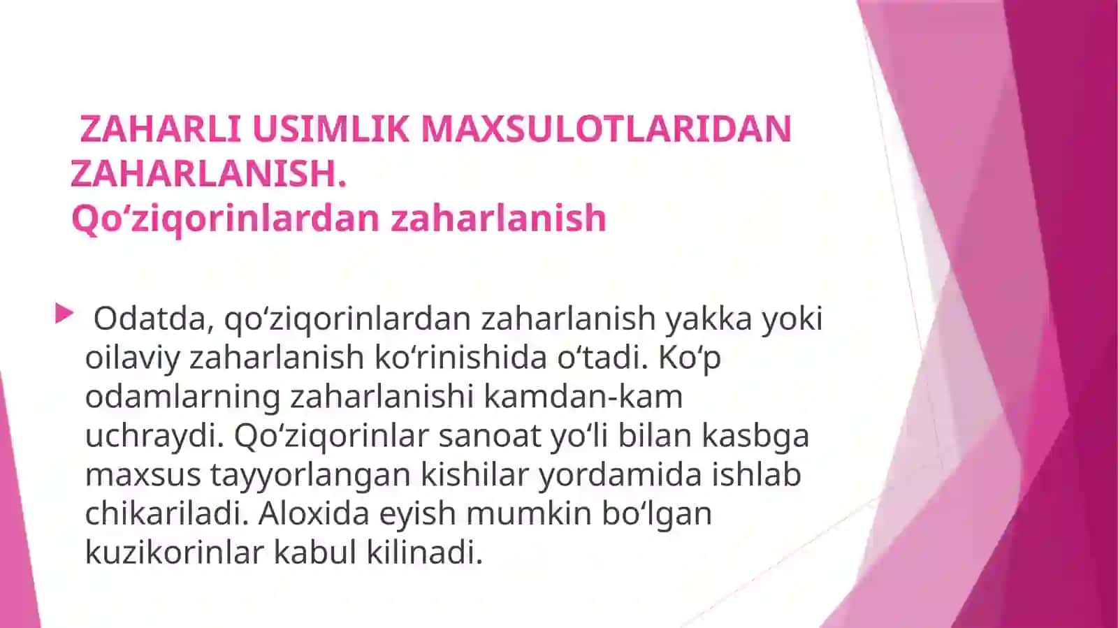 MIKROBGA ALOQADOR BULMAGAN OVQATDAN ZAHARLANISHLAR 4