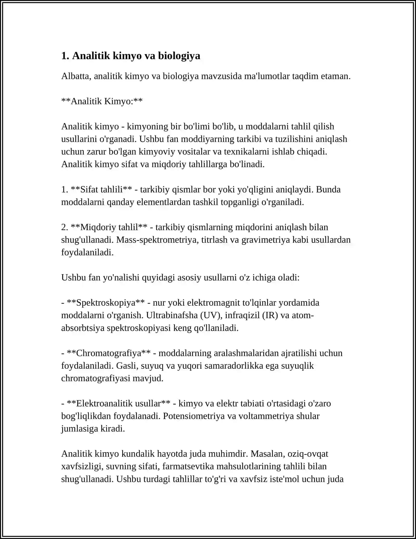 ANALITIK KIMYO FANINIG TABIIY FANLAR BILAN OZARO BOG'LIQLIGI 4