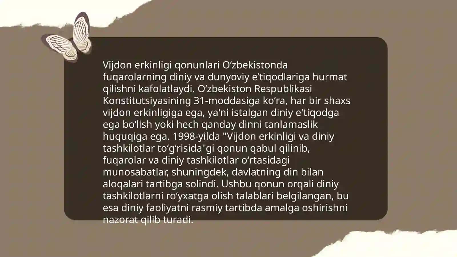 Vijdon va eʼtiqod erkinligi tasnifi 4