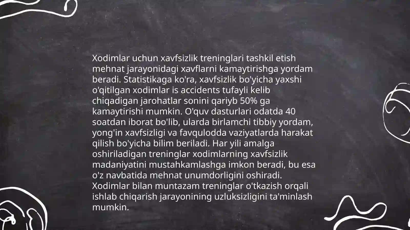 Xodimlarning xavfsiz faoliyatini tashkil qilish chora-tadbirlari 4