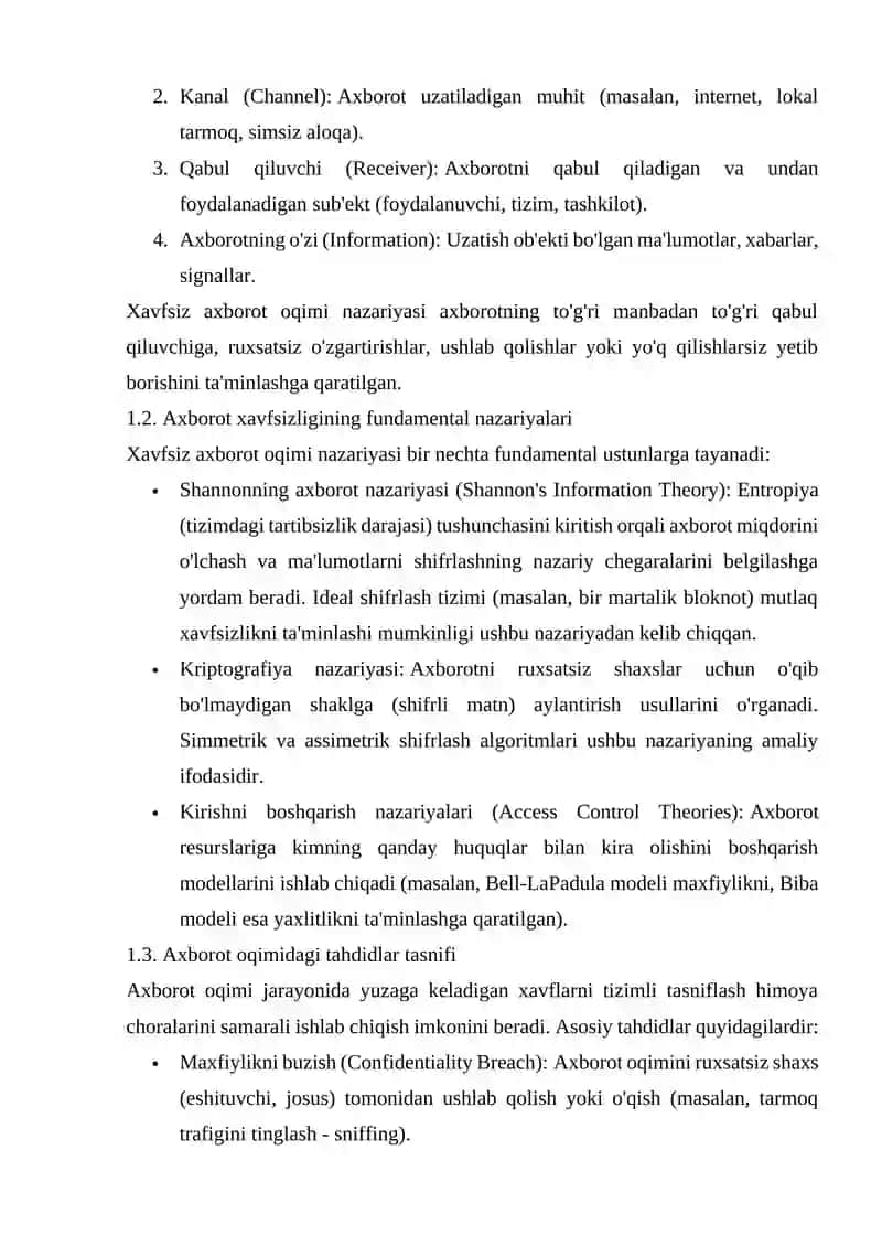Xavfsiz axborot oqimining panjara modeli. 4