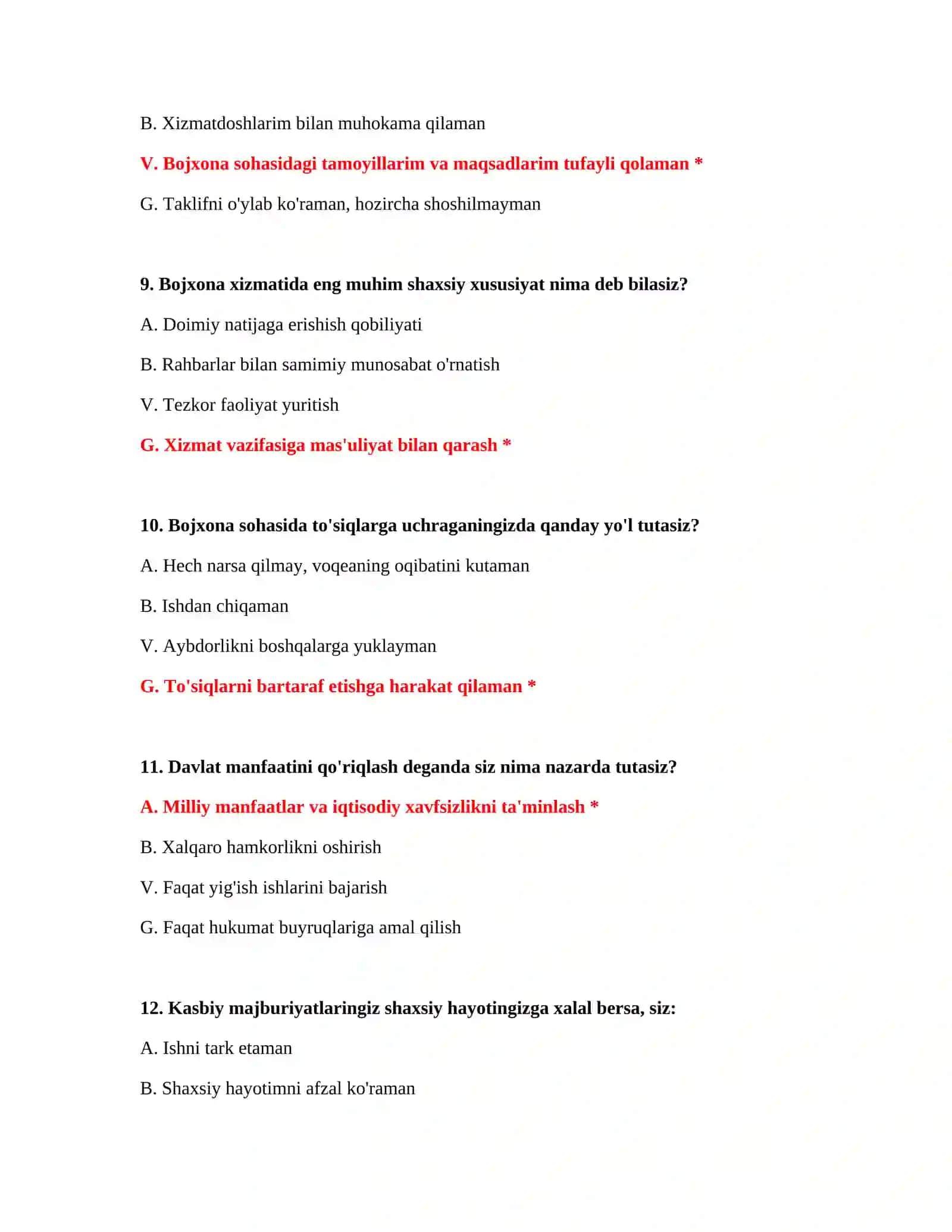Bojxona IQ test PDF 4