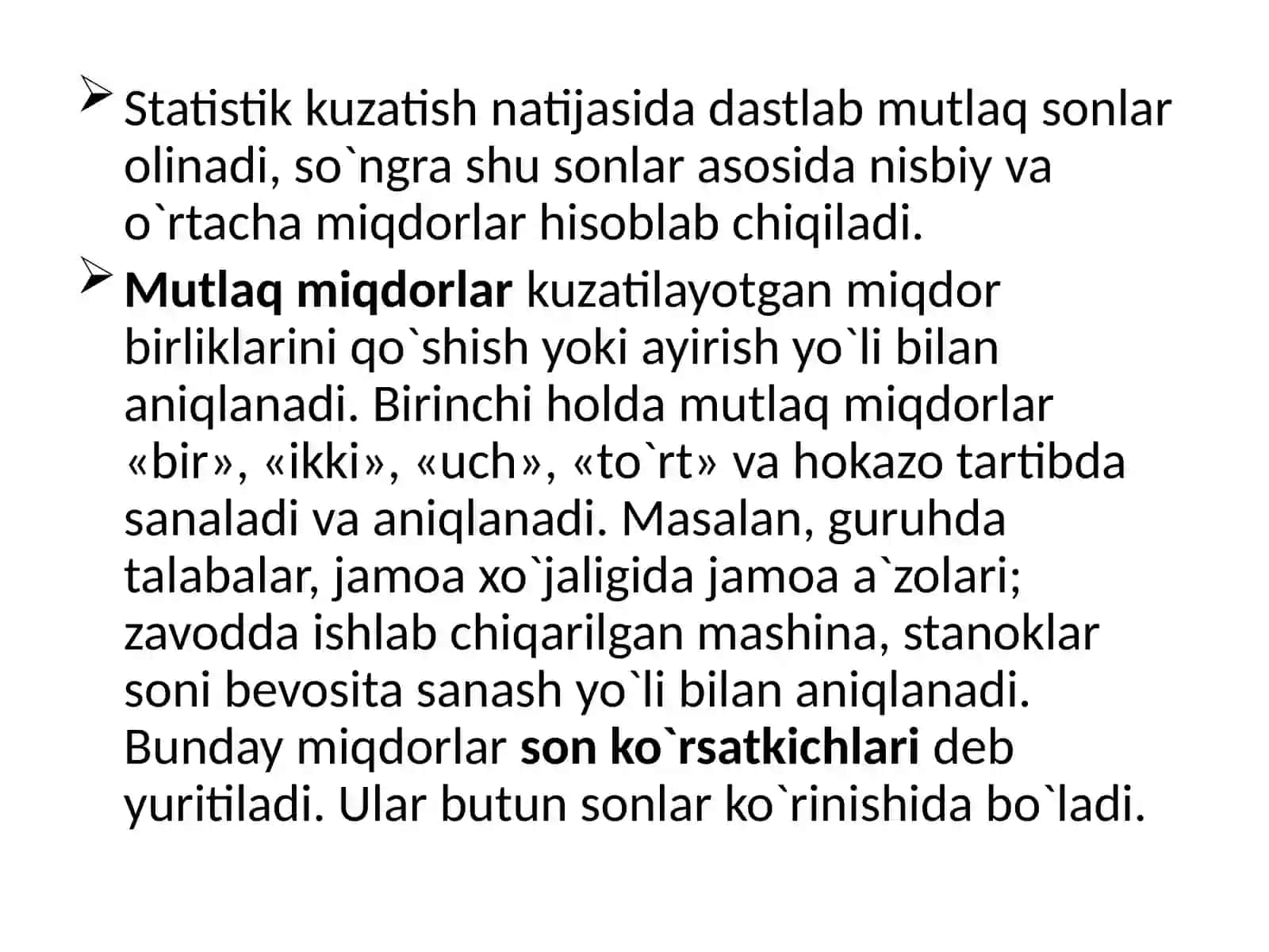STATISTIK KO’RSATKICHLAR PREZENTATSIYASI 4