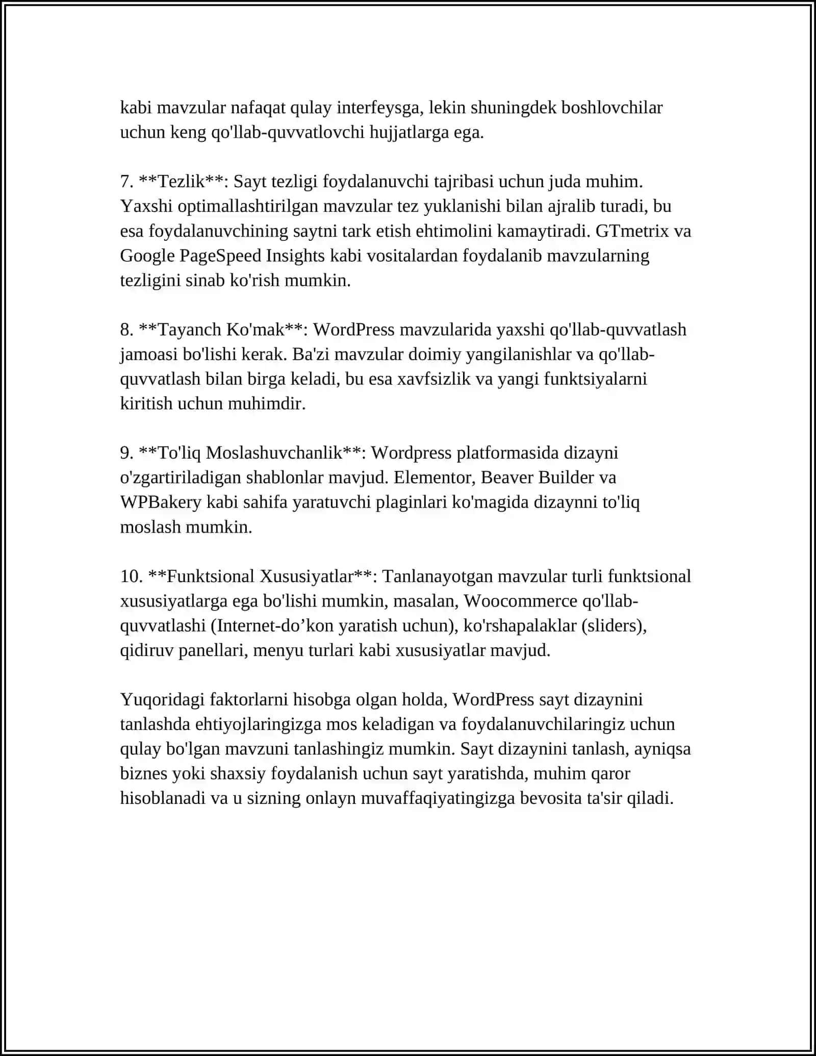 WORDPRESS PLATFORMASIDA SAYT DIZAYNINI ISHLAB CHIQISH. WEB-SAYTGA KONTENTLAR JOYLASHTIRISH 4