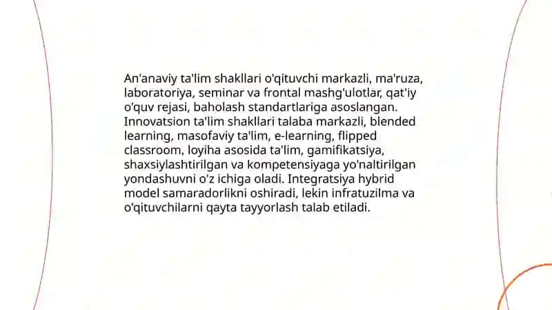Ta'limni tashkil etish turlari va shakllari 4
