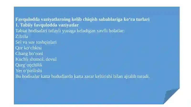 Favquloota vaziyatlarni bartaraf etishdagi kuch va vositalar.Qutqaruv va boshqa shoshlinch ishlarni olib borish 4