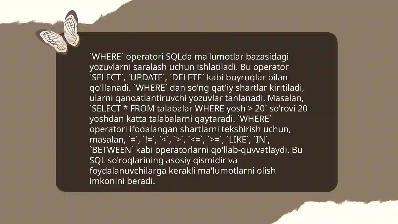 SQL tili operatorlari 4
