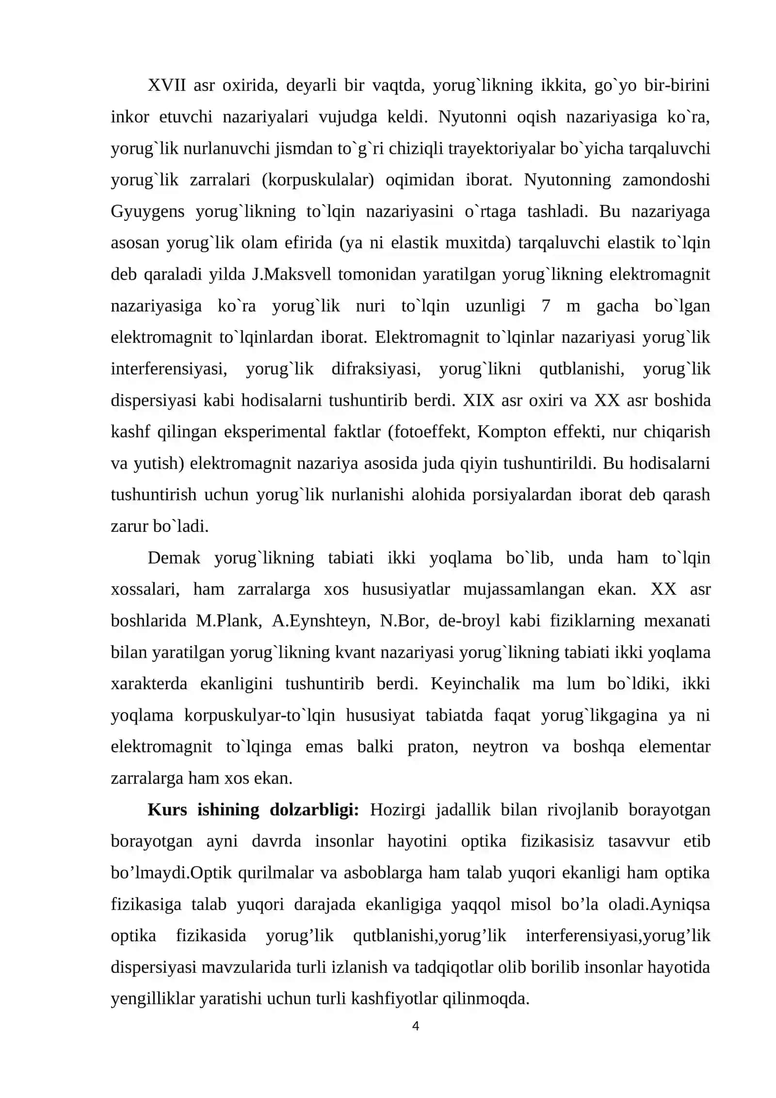 Optika. "Yorug’likning qutblanishi" mavzusidagi KURS ISHI 4