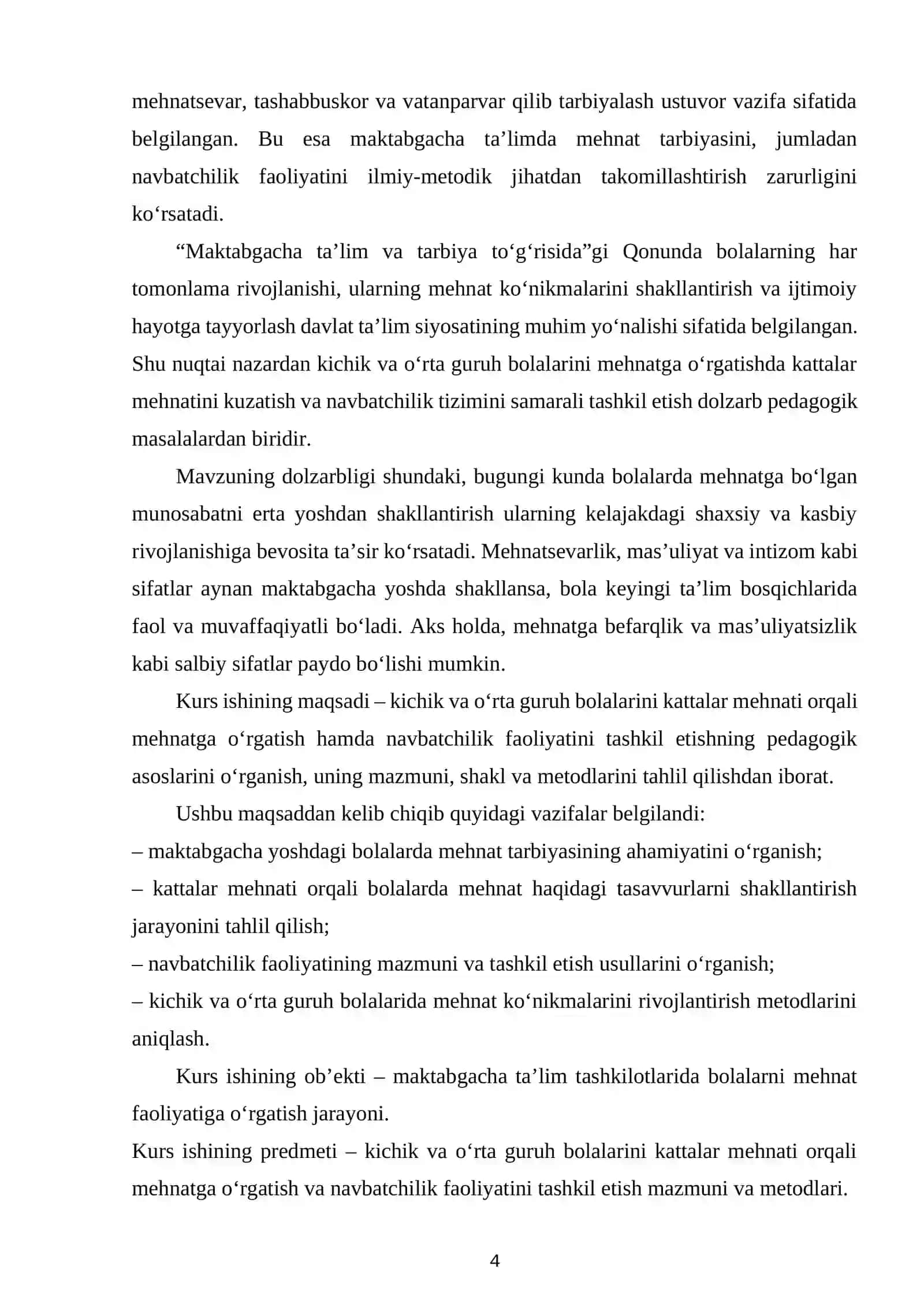 O'rta va kichik guruh bolalarini kattalar mehnati orqali mehnatga o'rgatish (navbatchilik boshqaruvi) 4