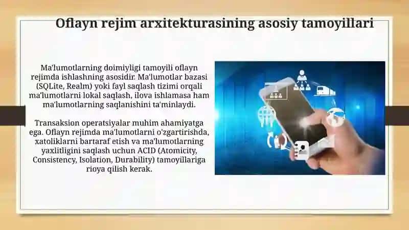 Mobil ilovalarda offline rejomni tashkil etish va ma'lumotlarni sinxronlashtirish mexanizmlari 4