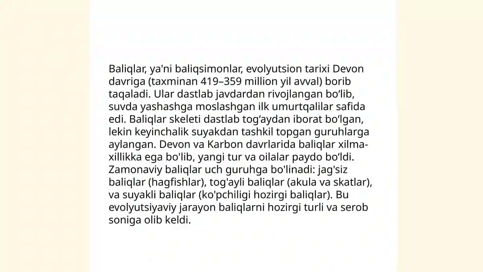 Baliqlar katta sinfi ning zamonaviy sistematikasi 4