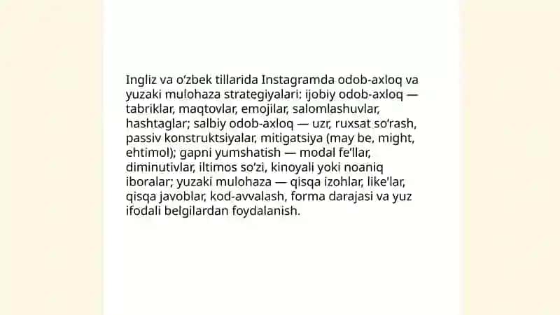 Ingliz va o‘zbek tillaridagi ijtimoiytarmoq yozishmalarining pragmalingvistlik xususiyatlari 4