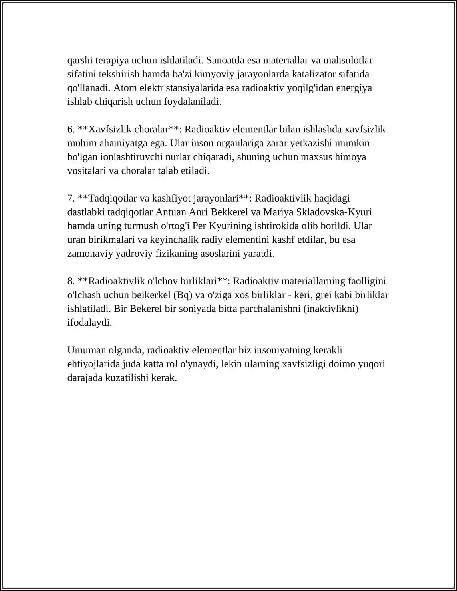 RADIOAKTIV OILALAR. SUNʼIY RADIOAKTIV OILALAR 4