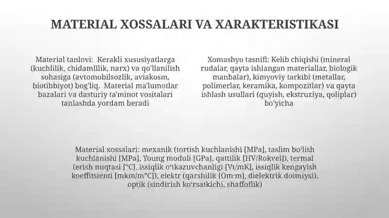 Qolip oluvchi xom ashyolarning tasnifi 4
