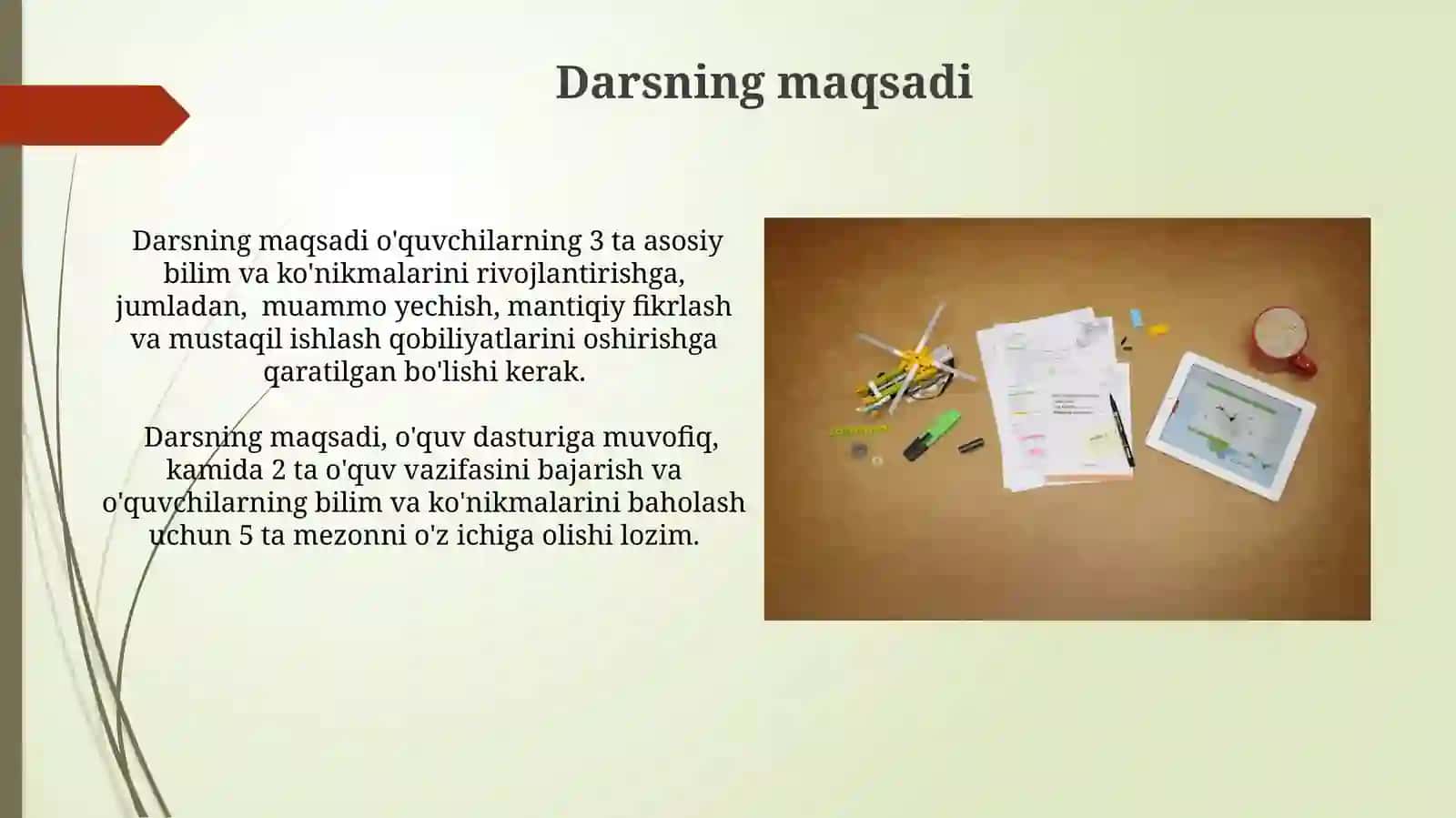Darsning tarkibiy qisimlari va 4