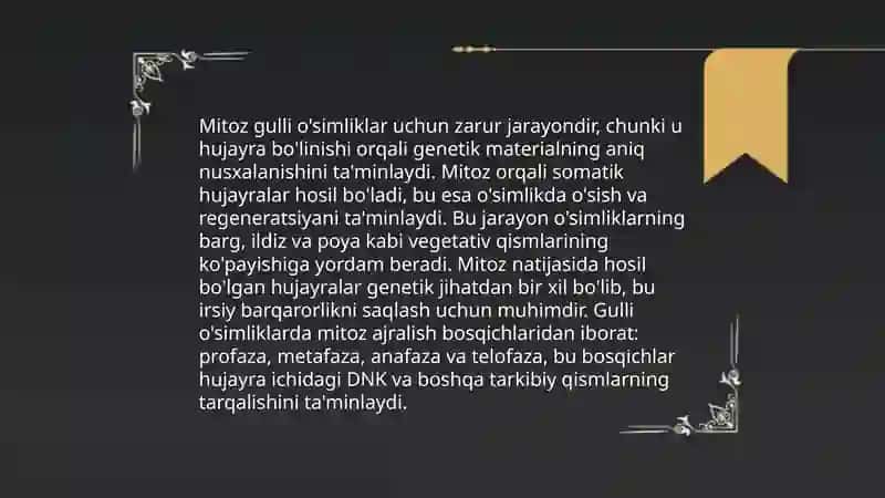 Amitoz, mitoz va meyozning ahamiyati 4