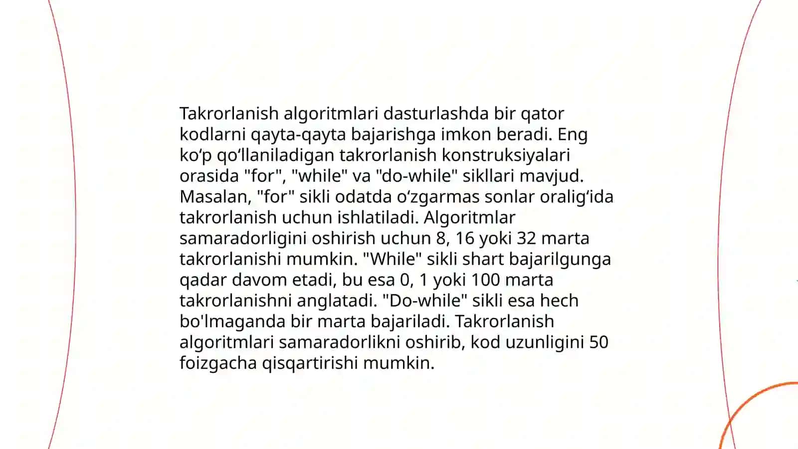 Takrorlanuvchi jarayonlarni dasturlash 4