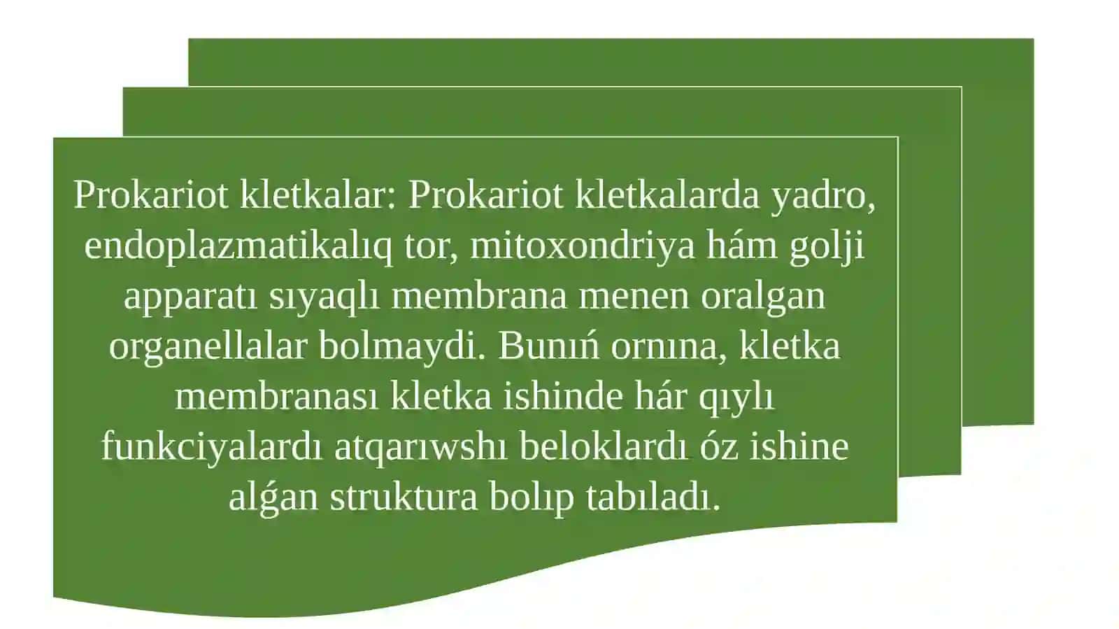 Prakariot, mezokariot hám eykariot kletkaların salıstırıw. 4