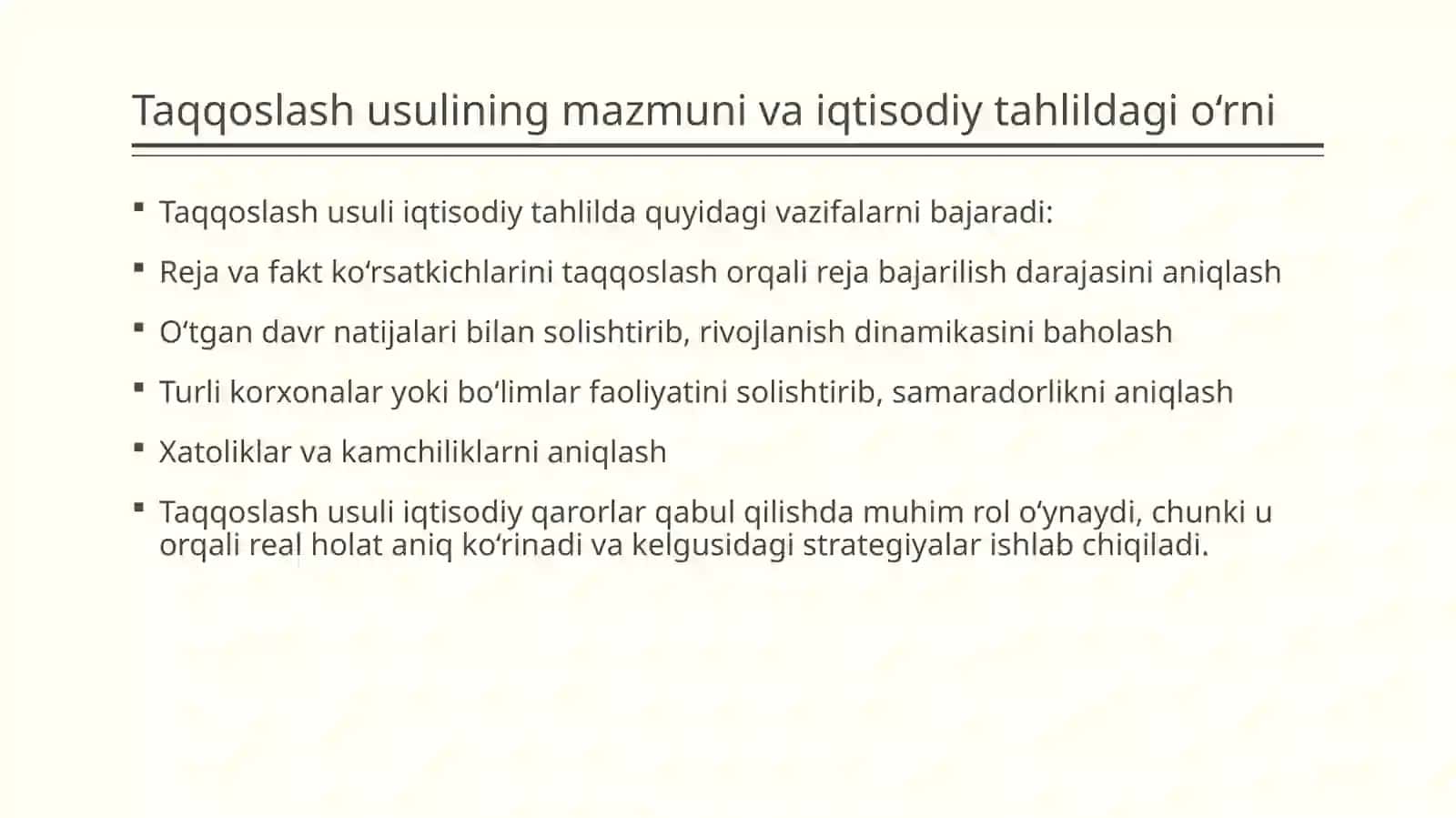 Taqqoslash usuli va uni tahlilda qo‘llanilishi 4