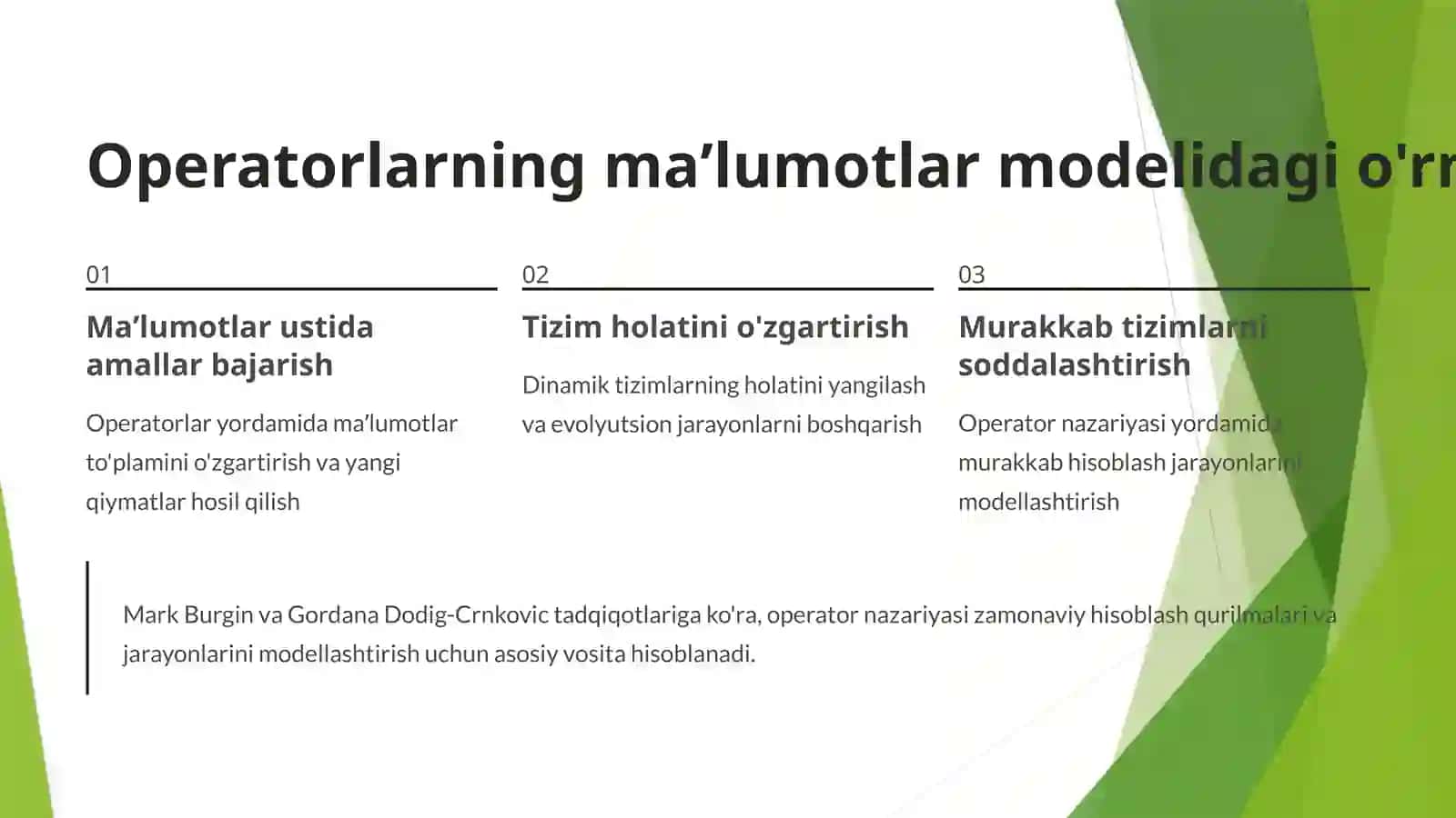 Maʼlumotlar modelini yaratish. Matematik operatorlar. Nisbiy va mutlaq havola 4