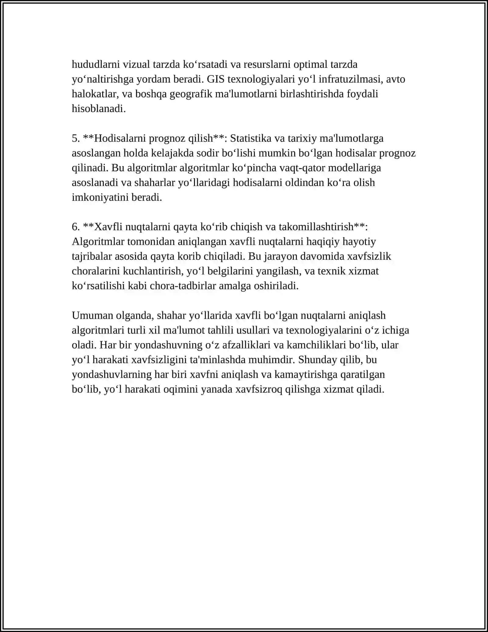 SHAHAR YO‘LLARIDA HARAKATLANISH UCHUN HAVFLI YO‘L BO‘LAKLARINI ANIQLASH USULLARI 4