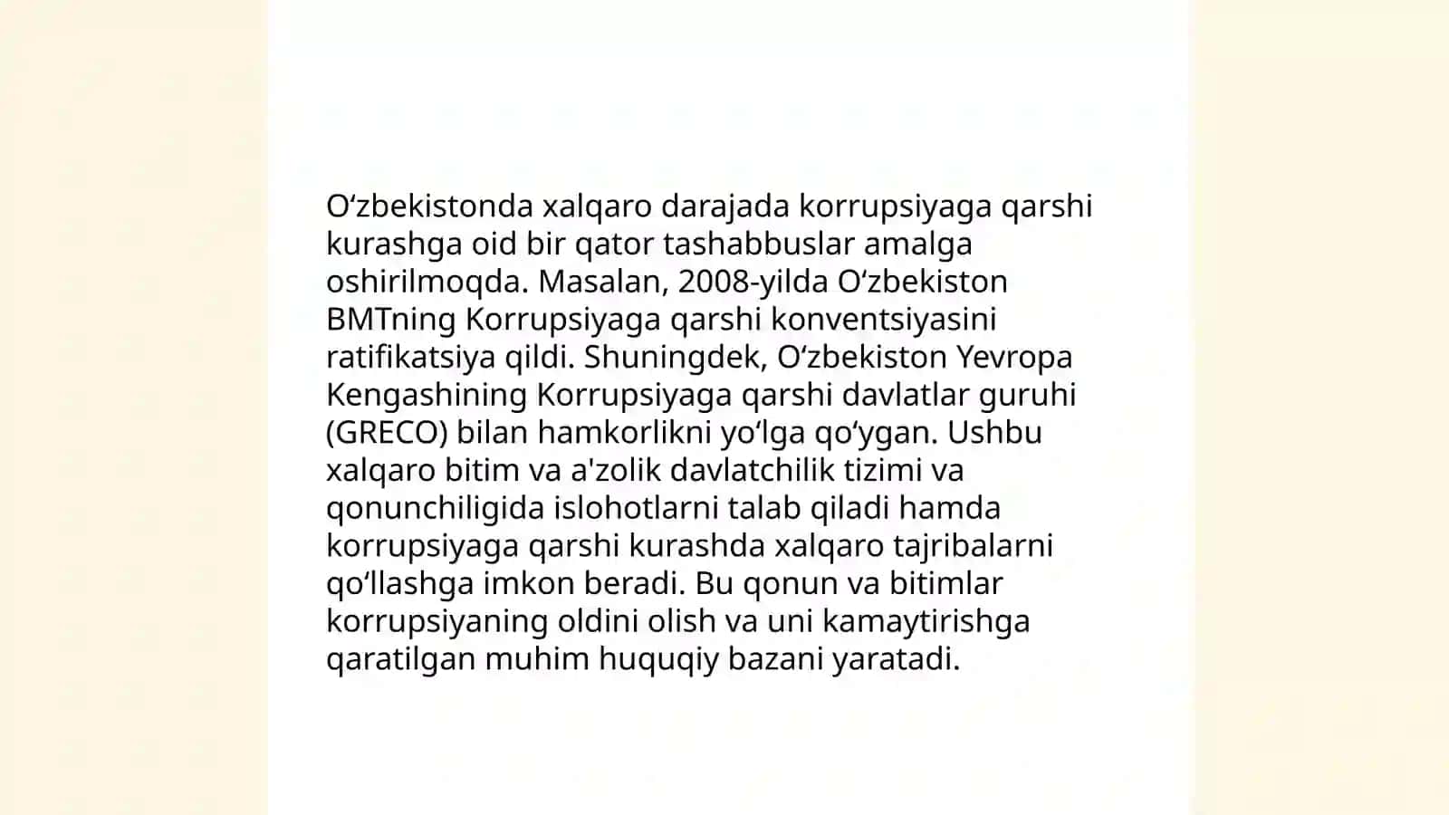 Korrupsiyaga Qarshi Kurash Bo'yicha Xalqaro Qonunlar va Qarorlar 4