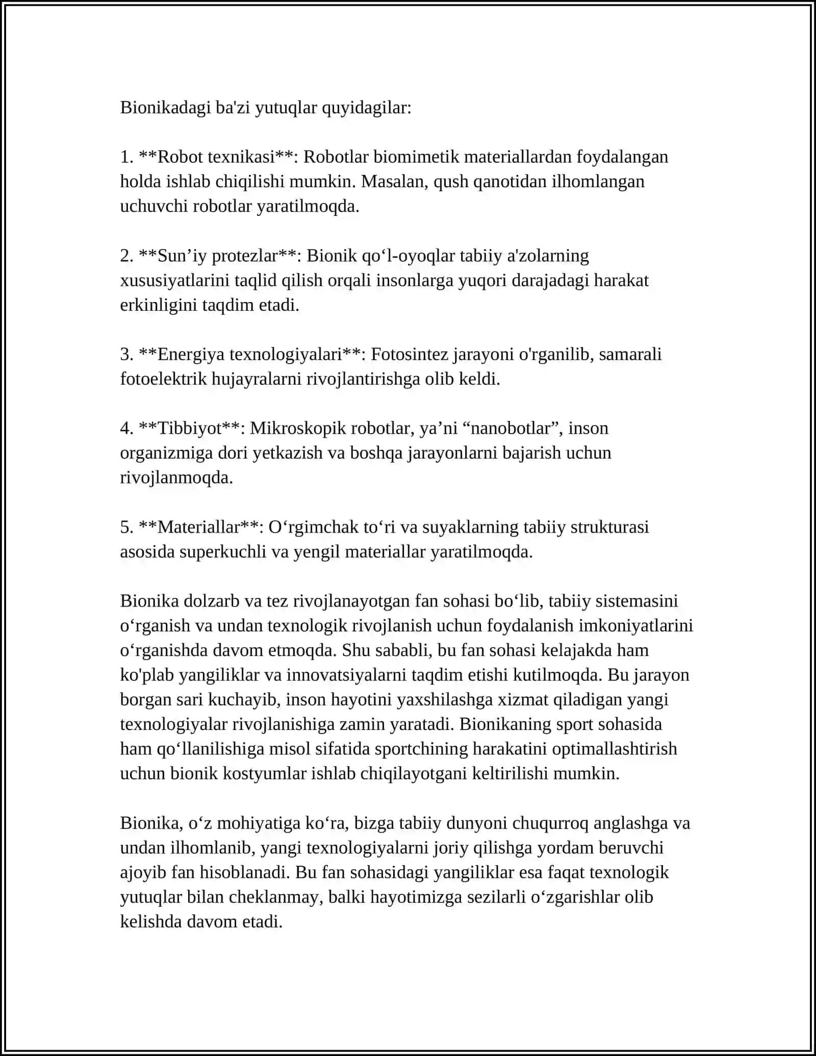 BIONIKA ASOSLARI VA UNING INSON HAYOTIDAGI O'RNI 4