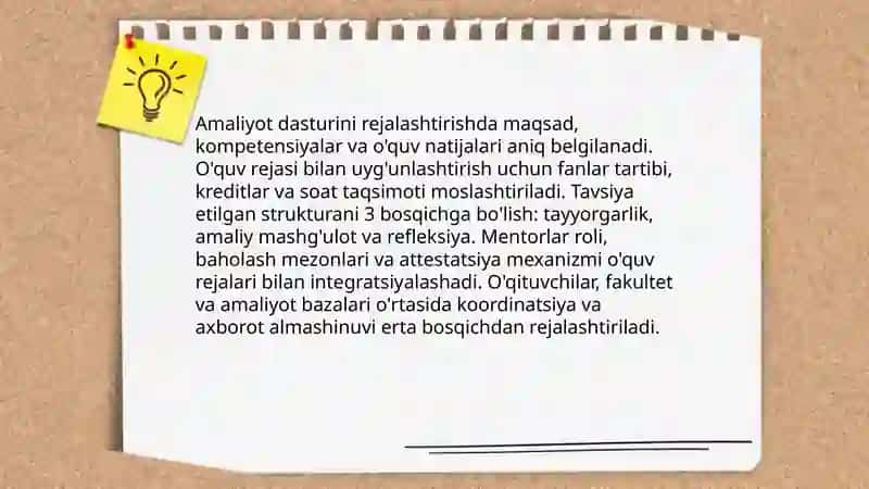Uzluksiz pedagogik amaliyotini tashkil etish 4
