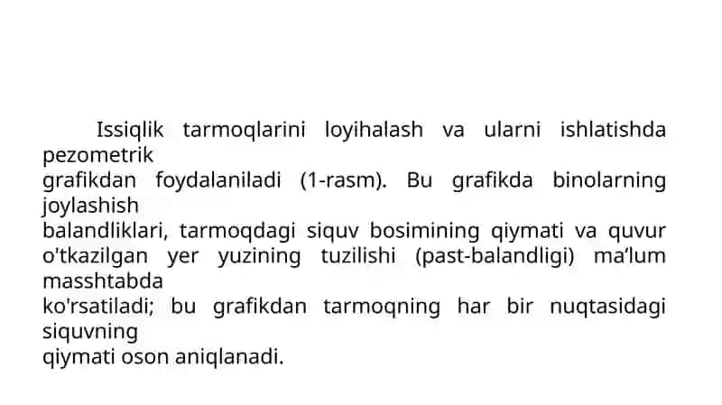 Issiqlik tarmoqlarining pazometrik grafigi 4
