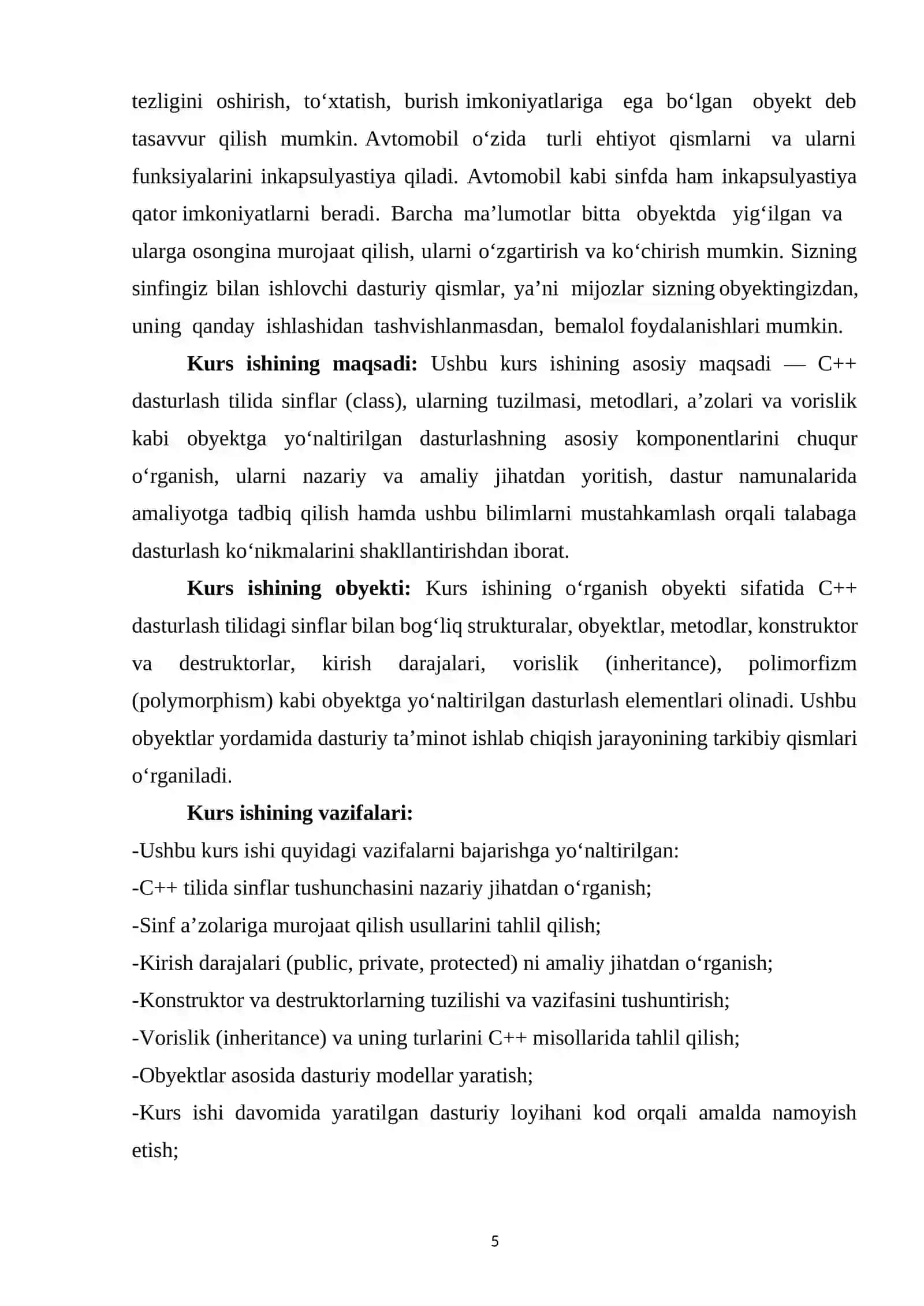 C++ TILIDA SONLI SINFLAR BILAN ISHLASH 4