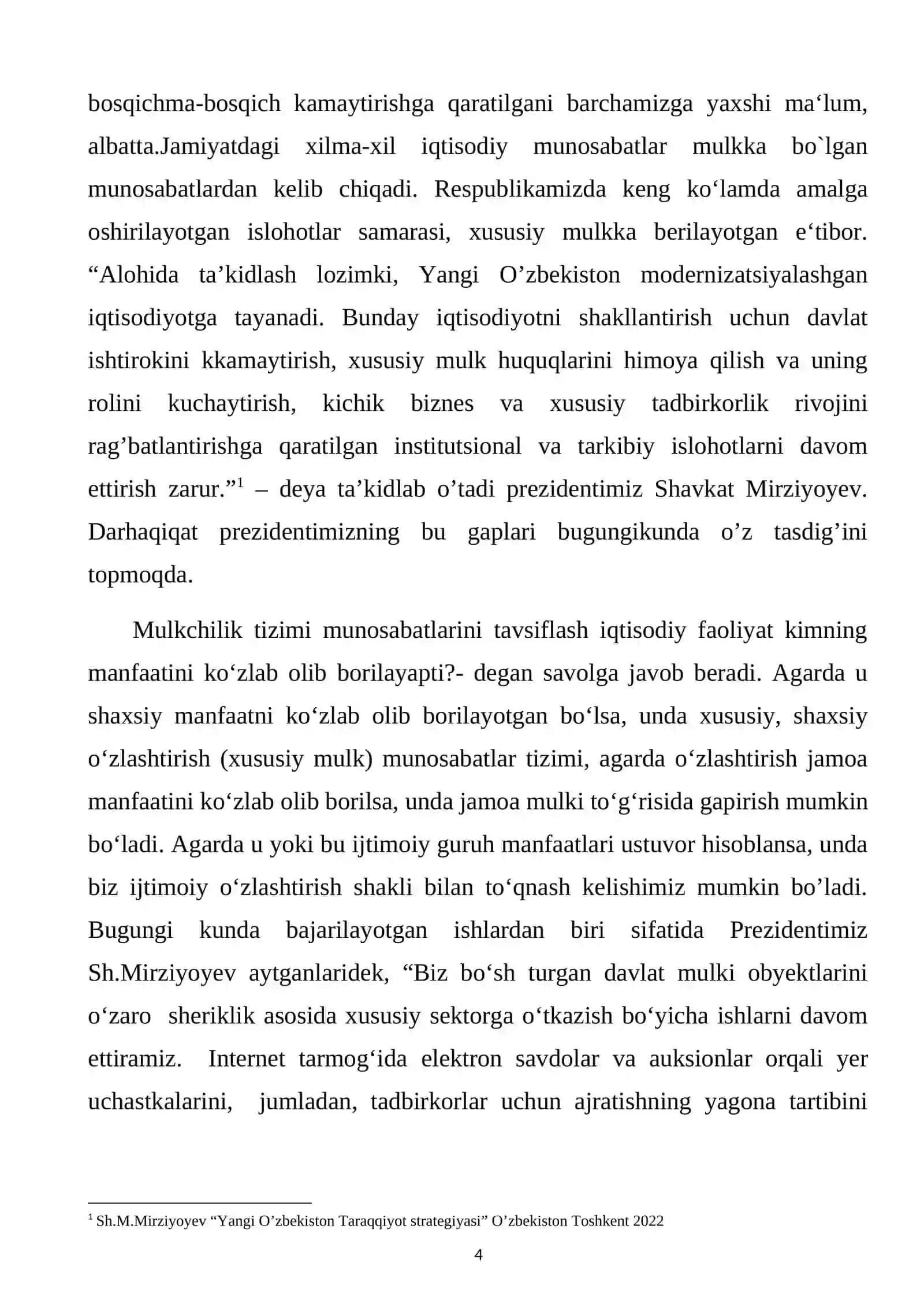 Mulkchilik munosabatlari va xususilashtirish jorayanining joriy tendensalari. 4