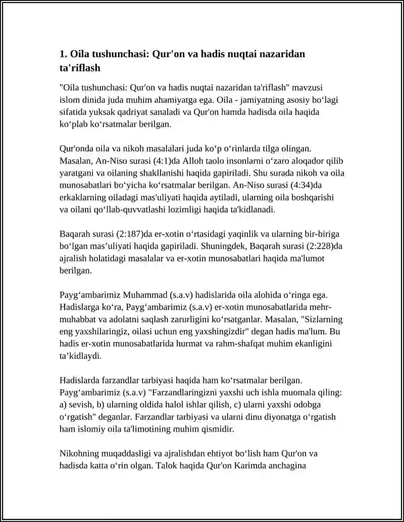 ISLOM HUQUQSHUNOSLIGIDA OILA, NIKOH, TALOQ, IDDA, ZIHOR TUSHUNCHALARINI TA'RIFLASH VA TAQDIMOT TAYYORLASH 4