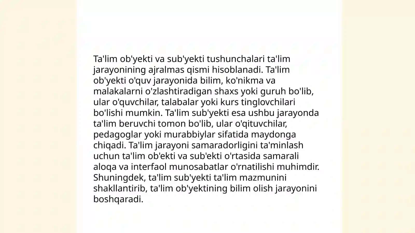 Shaxs ta'lim ob'yekti va sub'yekti sifatida, uning shakllanish va rivojlanish omillari 4