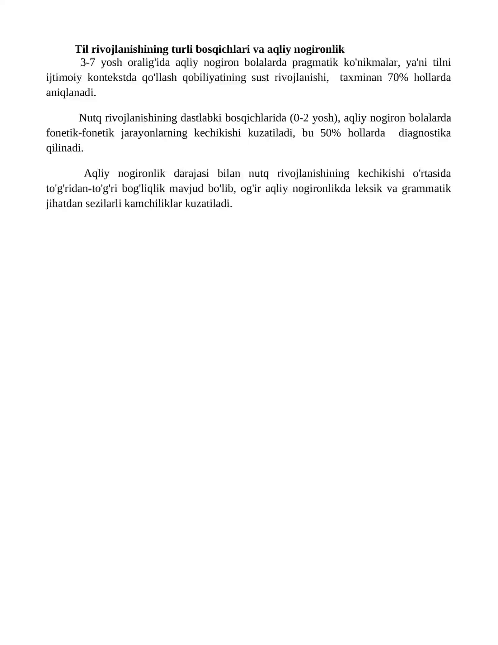 Intellektual kamchiliklardagi nutq rivojlanishini nospesifik kamchiliklarni o'xshash holatlar 4