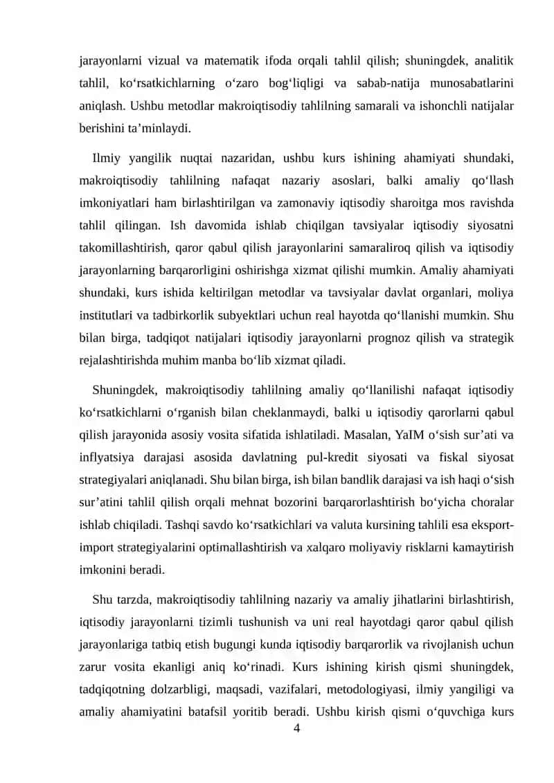 MAKROIQTISODIY TAHLILDA UNDA QO'LLASH IMKONIYATI 4