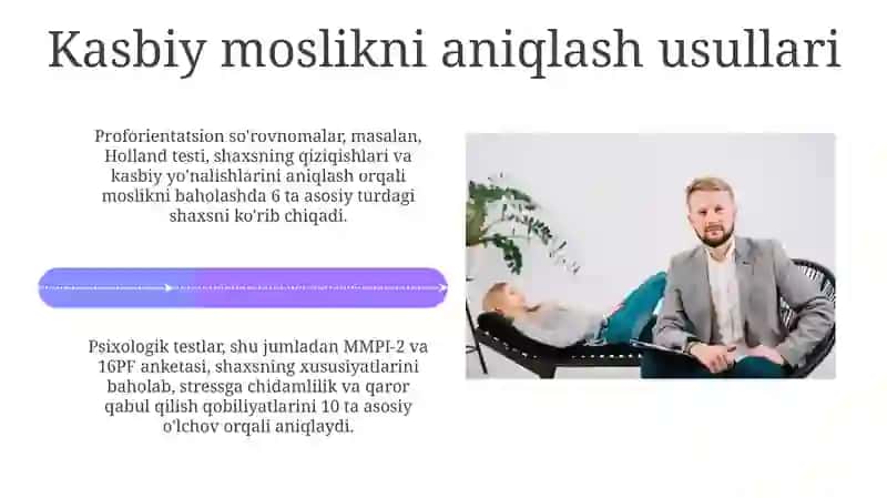 Kasbiy moslikni va biznesdagi shaxsning psixologik muammolarini tashxislash 4