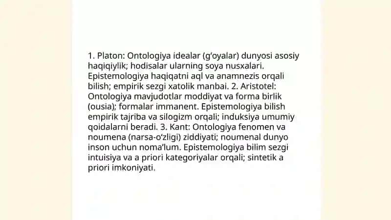 Falsafaning mohiyatiga oid sharq Va ğarb mutafakkirlari tariflarini tasniflash 4