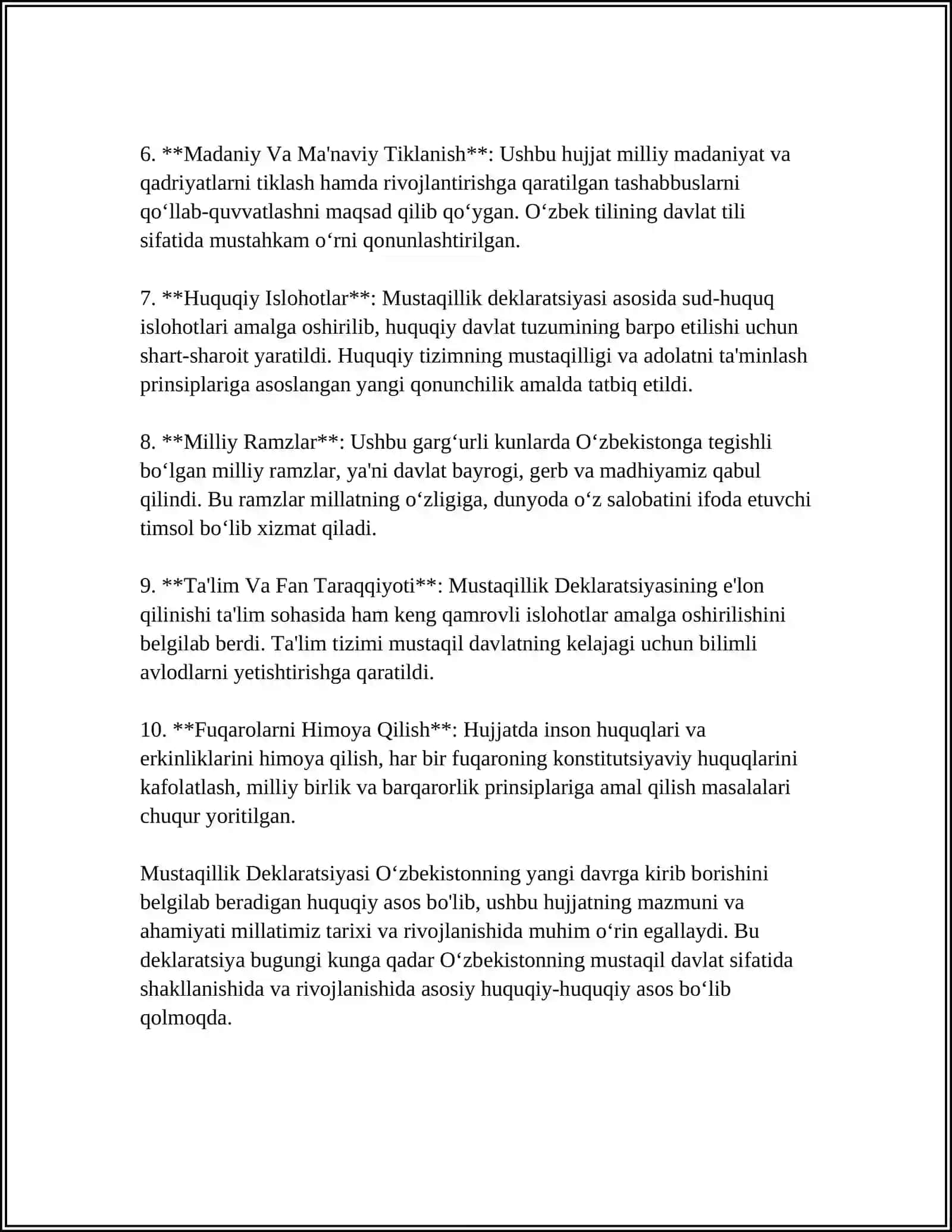 MUSTAQILLIK DEKLORATSIYASI VA UNING TARIXIY AHAMIYATI 4