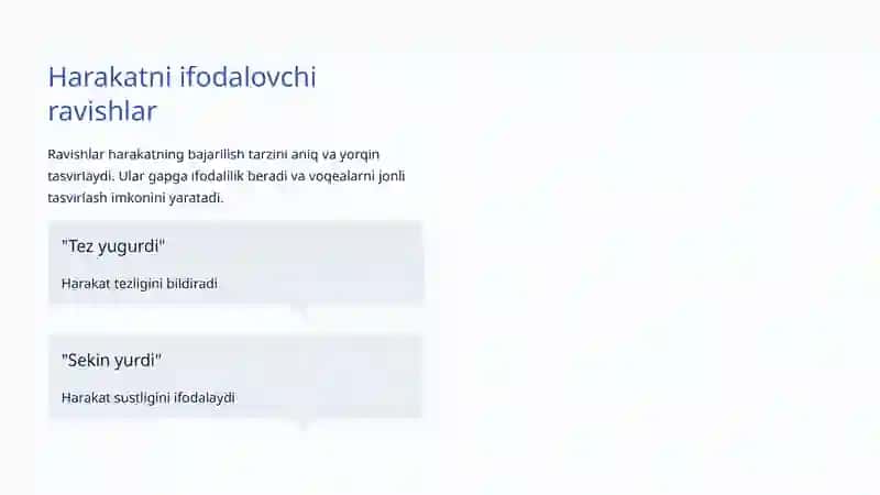 O'zbek tili grammatikasi - Ravishlar 4