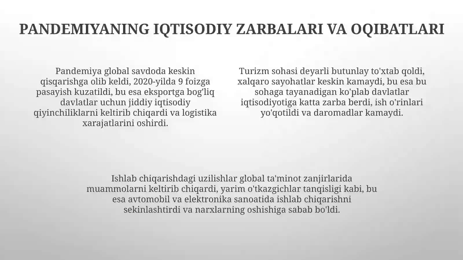 Pandemiya davrida makroiqtisodiy siyosatning o‘zgarishiva iqtisodiy barqarorlik 4
