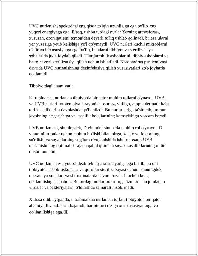 ULTRABINAFSHA NURLANISH. ULTRABINAFSHA NURLANISHLARNING TIBBIYOTDA QOʻLLANILISHI 4