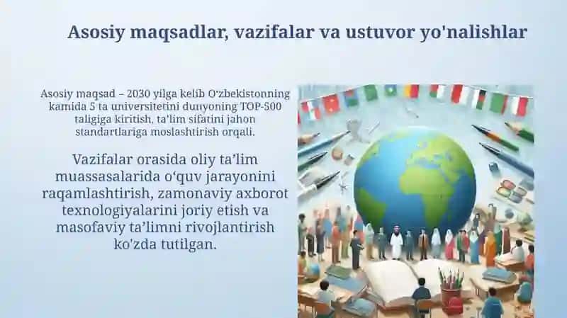 O'zbekiston Respublikasi Oliy ta'lim tizimini 2030 yilgacha uzaytirish konsepsiyasi 4