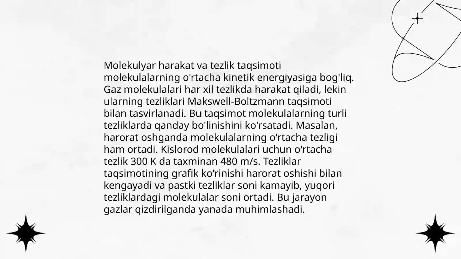 Gaz molekulalarining tezliklarlariga oid masala yechish metodikasi 4